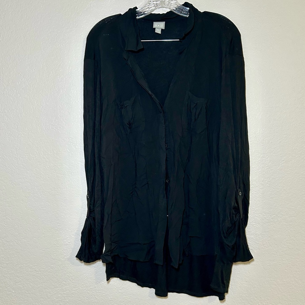Converse Black Button Down Shirt women’s xl basic grunge minimal career office